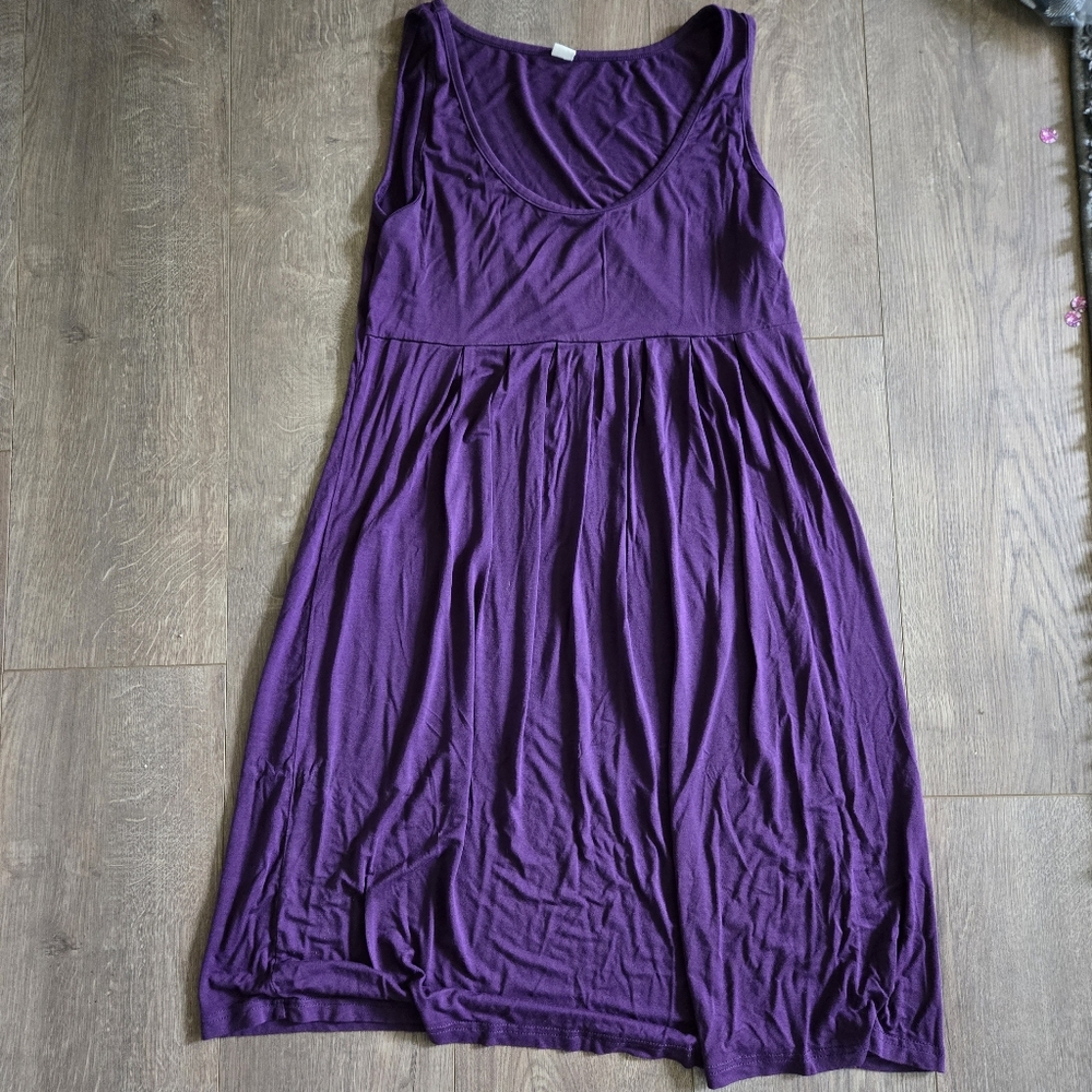 Purple Sleeveless Dress Cotton Midi Dress Size Xl